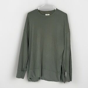 Aerie Green Knit Crewneck‎ Sweatshirt XS Oversized Cozy Textured Pullover